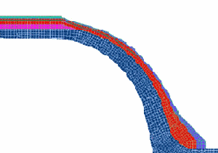 FEA dome geometry of a composite pressure vessel showing element mesh